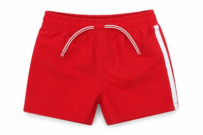 Front view of Primark boys’ red polyester cropped trousers, size 9-12, months tie