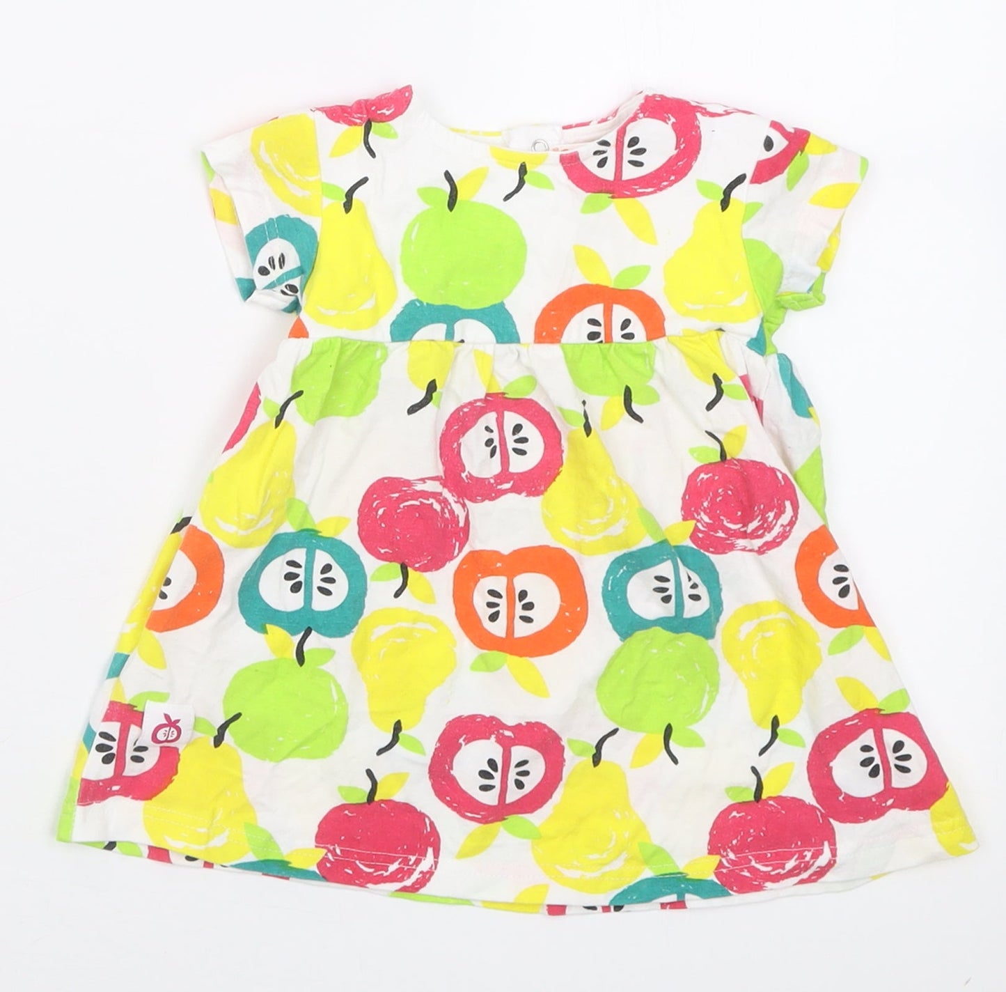 babybol Girls Multicoloured Geometric Cotton A-Line  Size 18 Months  Crew Neck Button