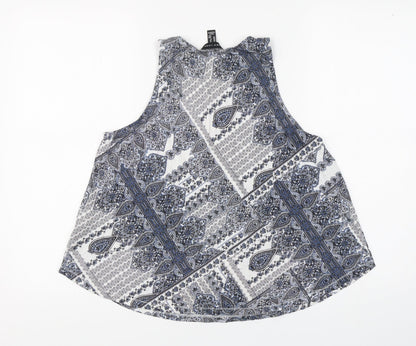 New Look Womens Multicoloured Paisley Cotton Basic Tank Size 12 Round Neck
