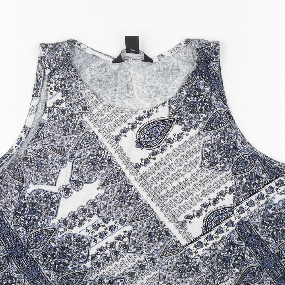 New Look Womens Multicoloured Paisley Cotton Basic Tank Size 12 Round Neck