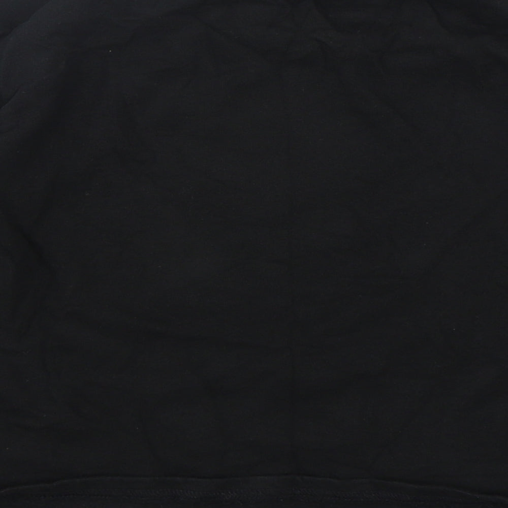 Brand and care label for SHEIN girls’ black cotton pullover sweatshirt, size 9, years pullover
