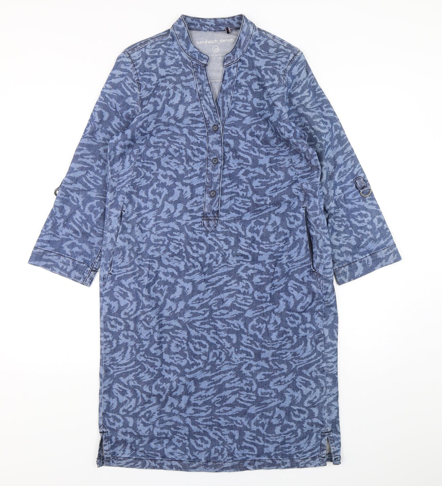 Sandwich Womens Blue  Cotton Sheath  Size 8  V-Neck Pullover