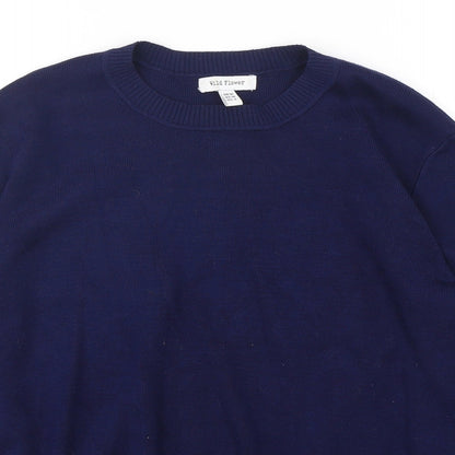 Womens UK Size M Wild Flower Blue Pullover Jumper