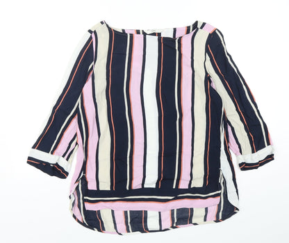 NEXT Womens Multicoloured Striped Viscose Basic Blouse Size 12 Round Neck