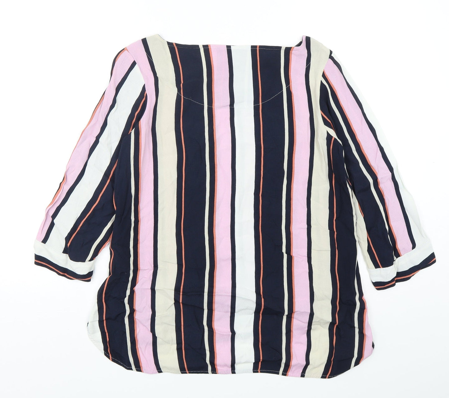 NEXT Womens Multicoloured Striped Viscose Basic Blouse Size 12 Round Neck