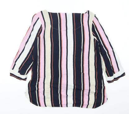 NEXT Womens Multicoloured Striped Viscose Basic Blouse Size 12 Round Neck