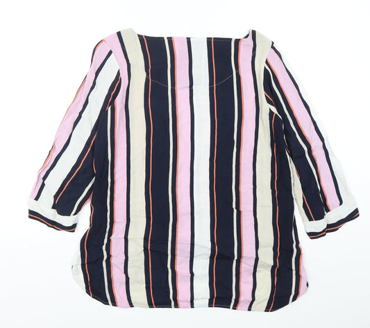 NEXT Womens Multicoloured Striped Viscose Basic Blouse Size 12 Round Neck