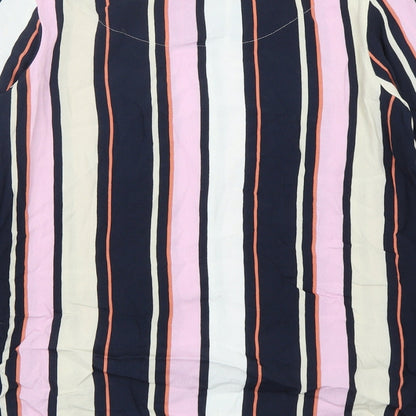 NEXT Womens Multicoloured Striped Viscose Basic Blouse Size 12 Round Neck
