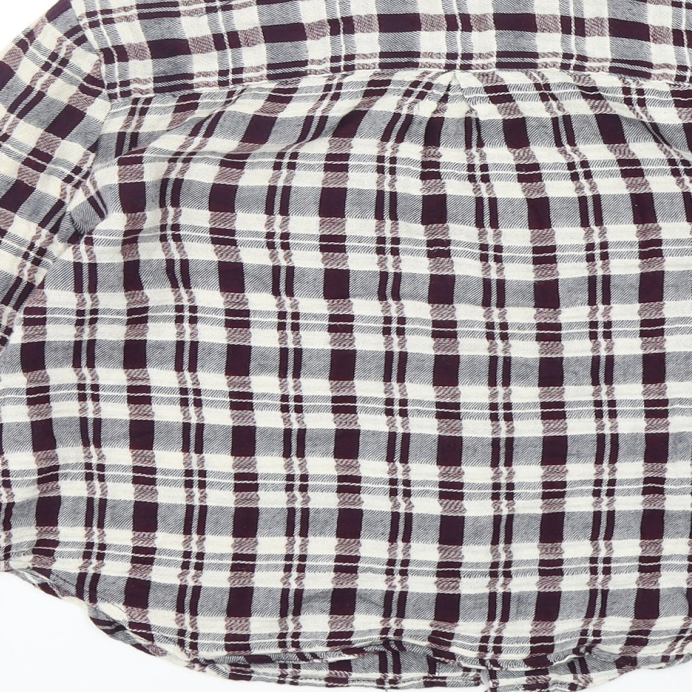 FOREVER 21 Womens Multicoloured Plaid Cotton Cropped Button-Up Size S Collared