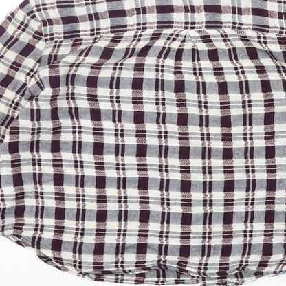 FOREVER 21 Womens Multicoloured Plaid Cotton Cropped Button-Up Size S Collared