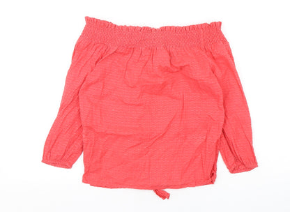 Primark Womens Pink  Cotton Basic Blouse Size 6 Boat Neck