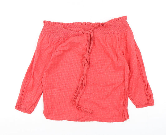 Primark Womens Pink  Cotton Basic Blouse Size 6 Boat Neck