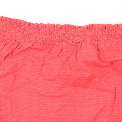 Primark Womens Pink  Cotton Basic Blouse Size 6 Boat Neck