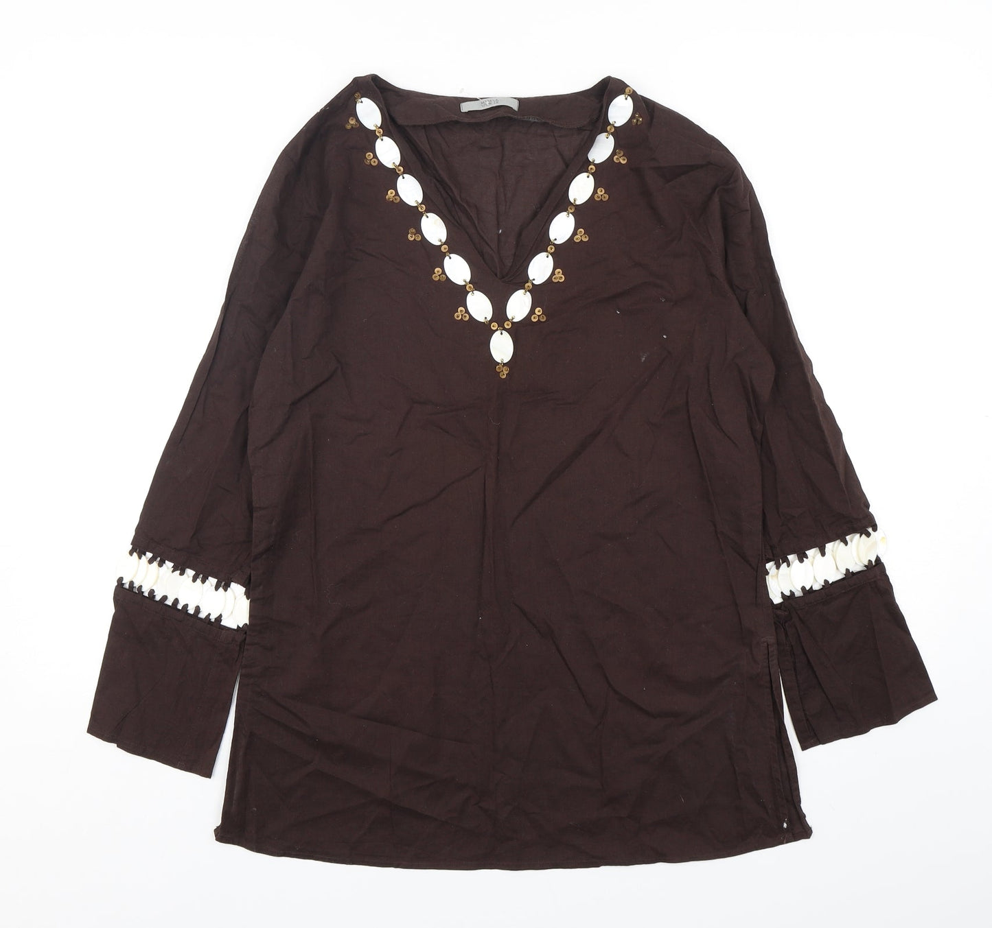 Womens UK Size 12 Marks and Spencer Brown Basic Blouse