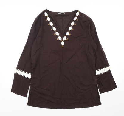 Womens UK Size 12 Marks and Spencer Brown Basic Blouse
