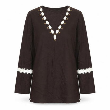 Womens UK Size 12 Marks and Spencer Brown Basic Blouse