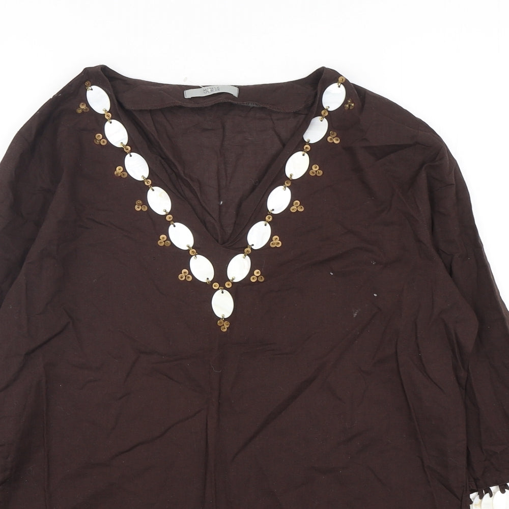 Womens UK Size 12 Marks and Spencer Brown Basic Blouse