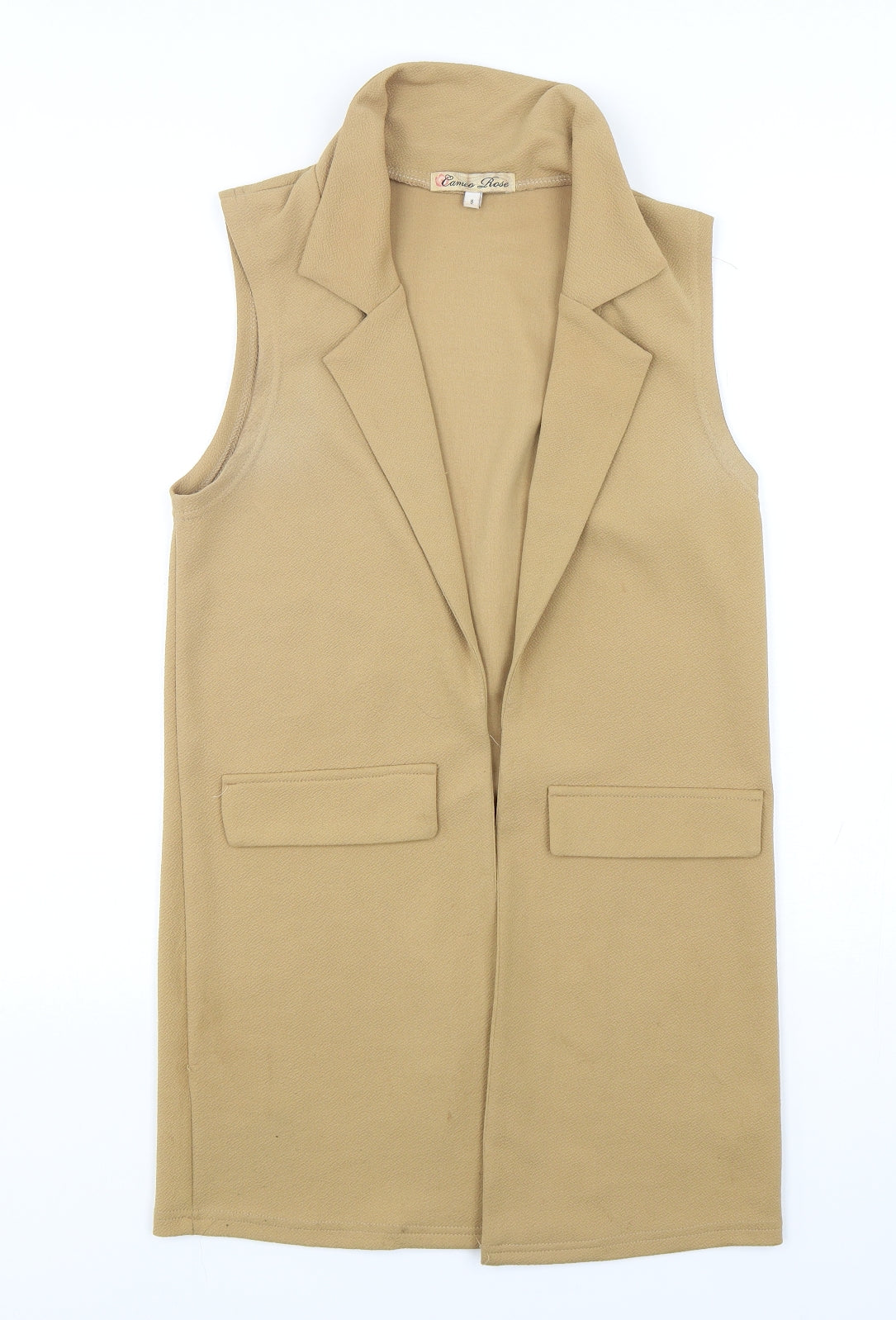 Additional front view of Cameo Rose women’s beige polyester jacket blazer, size UK 8