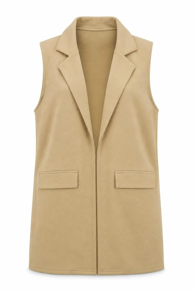 Front view of Cameo Rose women’s beige polyester jacket blazer, size UK 8