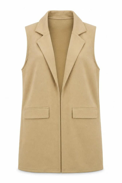 Front view of Cameo Rose women’s beige polyester jacket blazer, size UK 8