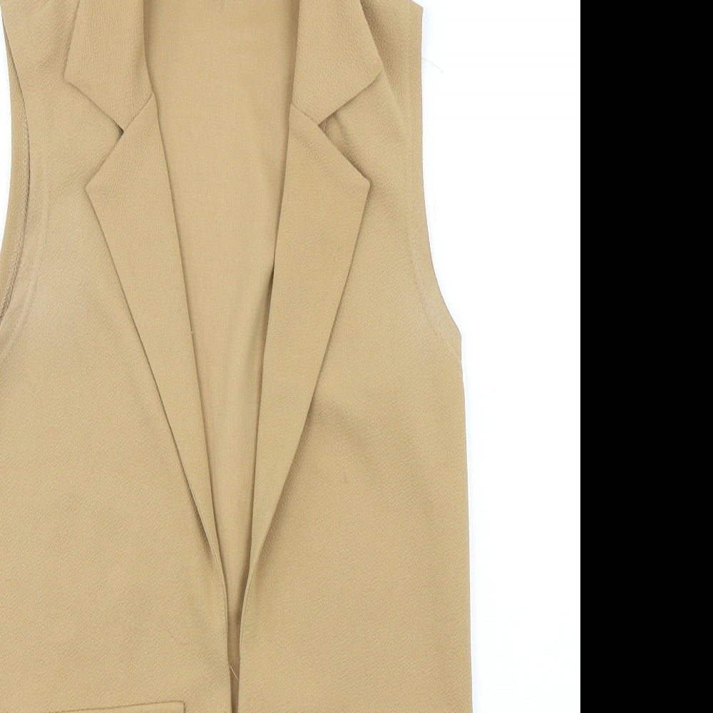 Close-up detail of Cameo Rose women’s beige polyester jacket blazer, size UK 8