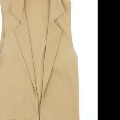 Close-up detail of Cameo Rose women’s beige polyester jacket blazer, size UK 8