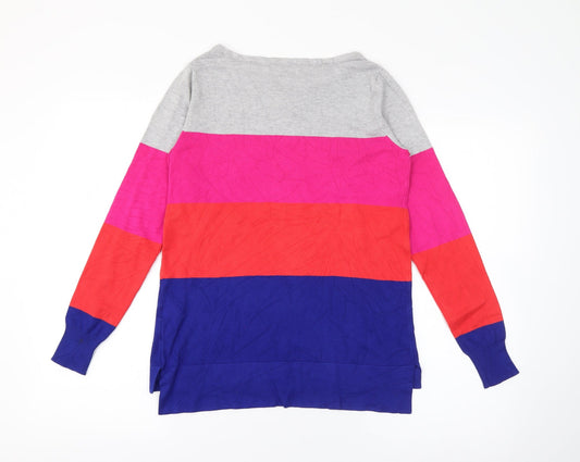 Nutmeg Womens Multicoloured Scoop Neck Striped Viscose Pullover Jumper Size 8