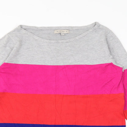 Nutmeg Womens Multicoloured Scoop Neck Striped Viscose Pullover Jumper Size 8