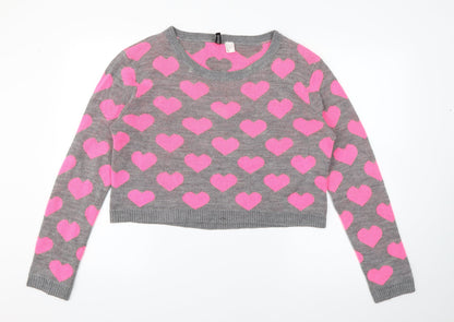 Womens UK Size M H&M Grey Pullover Jumper