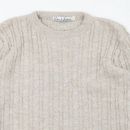 Pure & Natural Womens Brown Round Neck  Acrylic Pullover Jumper Size 12