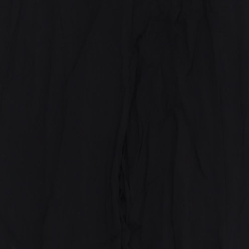 Primark Womens Black  Viscose Capri Trousers Size 10 L26 in Regular Tie