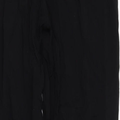 Primark Womens Black  Viscose Capri Trousers Size 10 L26 in Regular Tie