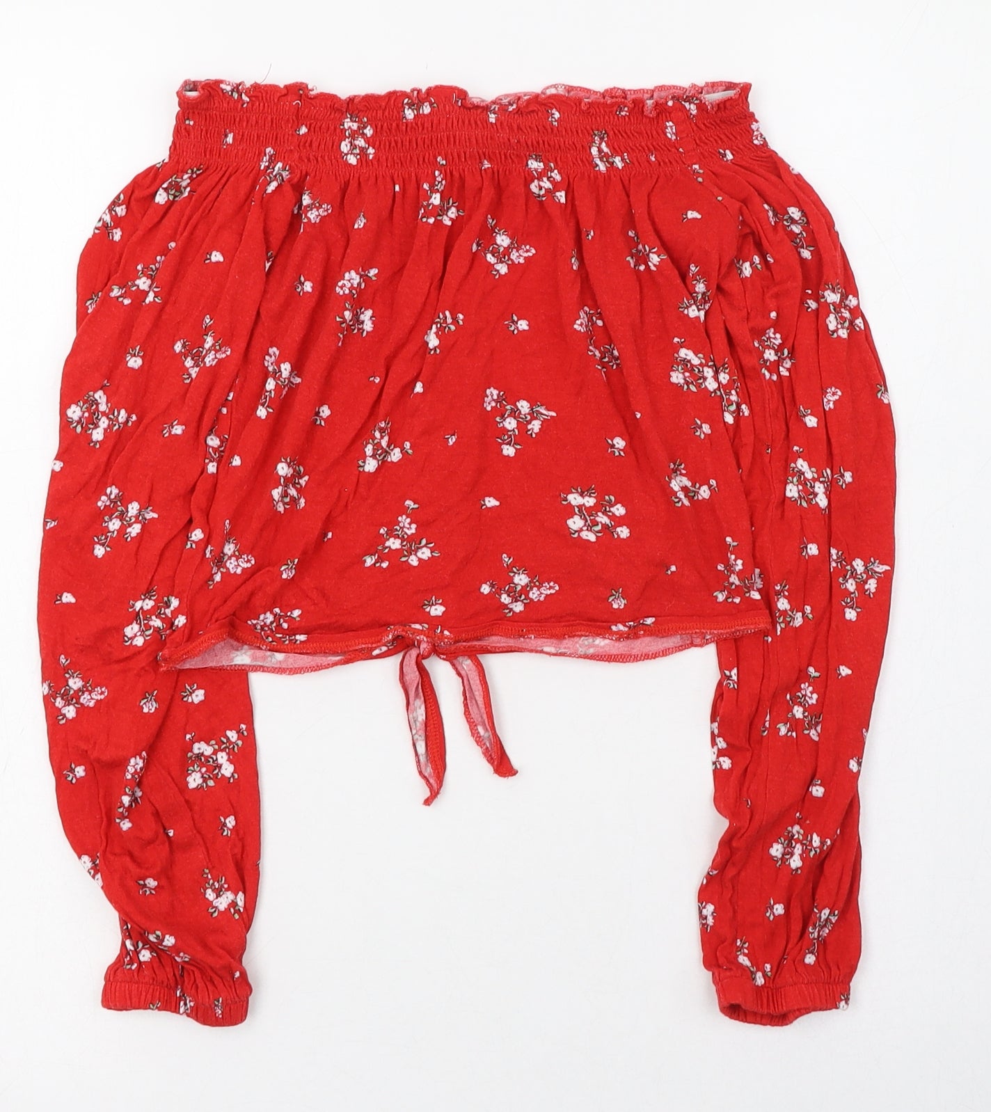 Womens UK Size 8 H&M Red Cropped T-Shirt