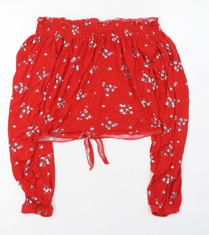 Womens UK Size 8 H&M Red Cropped T-Shirt