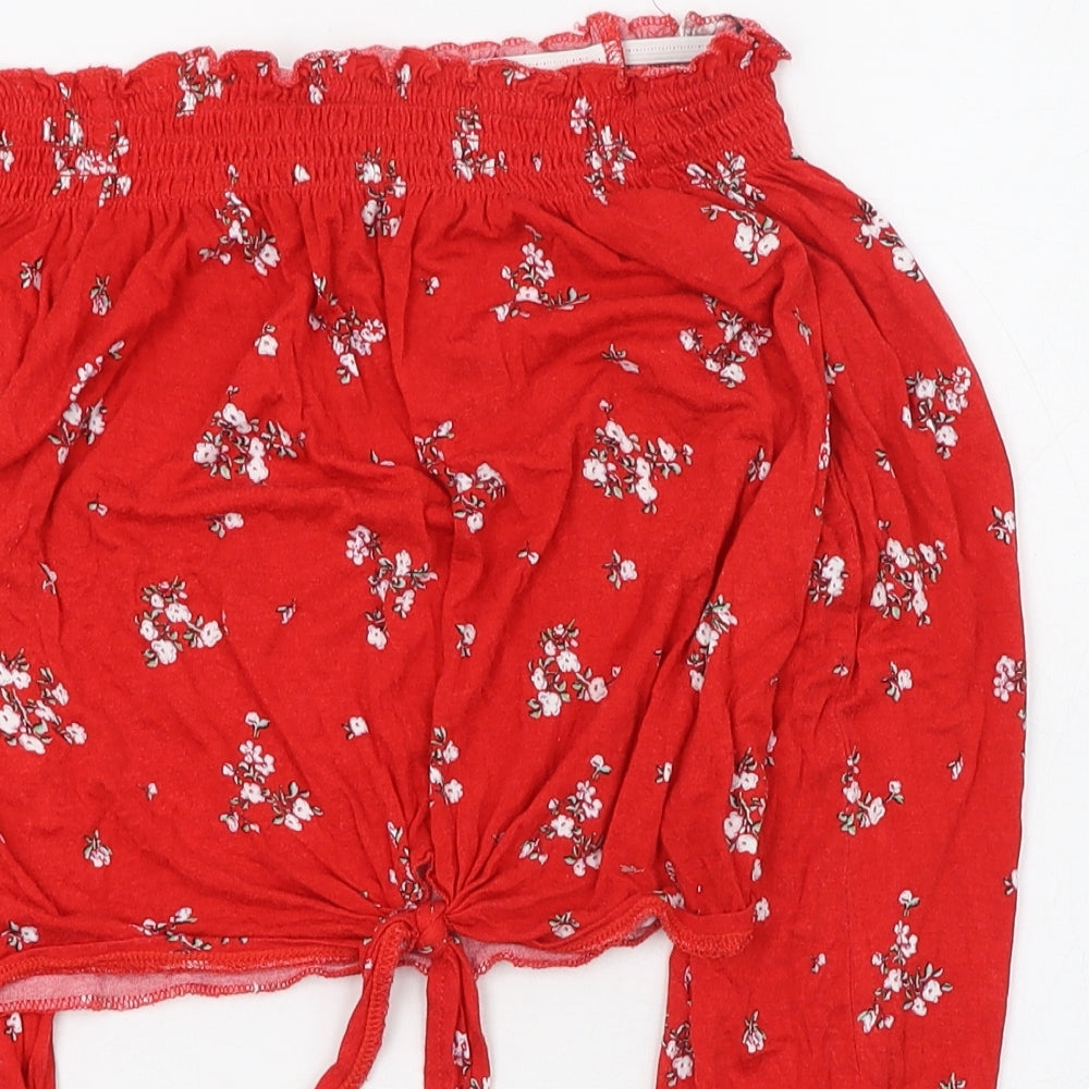 Womens UK Size 8 H&M Red Cropped T-Shirt