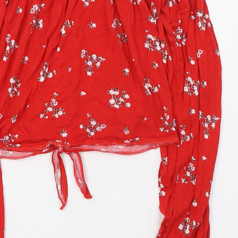 Womens UK Size 8 H&M Red Cropped T-Shirt