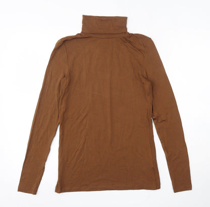 Womens UK Size S Hallhuber Brown Basic T-Shirt