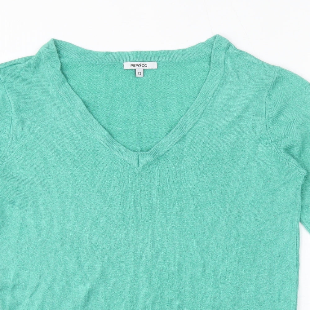 Womens UK Size 12 Pep & co Green Pullover Jumper