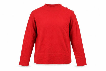Front view of Next Knitwear women’s red round neck viscose jumper, size UK 12