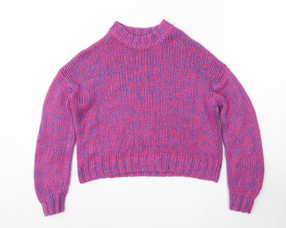 Bershka Womens Multicoloured Round Neck  Acrylic Pullover Jumper Size XS