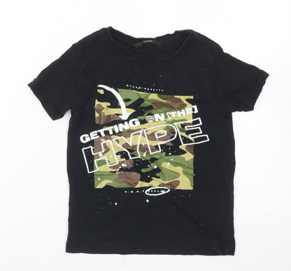 George Boys Black  Cotton Basic T-Shirt Size 4-5 Years Crew Neck  - Hype