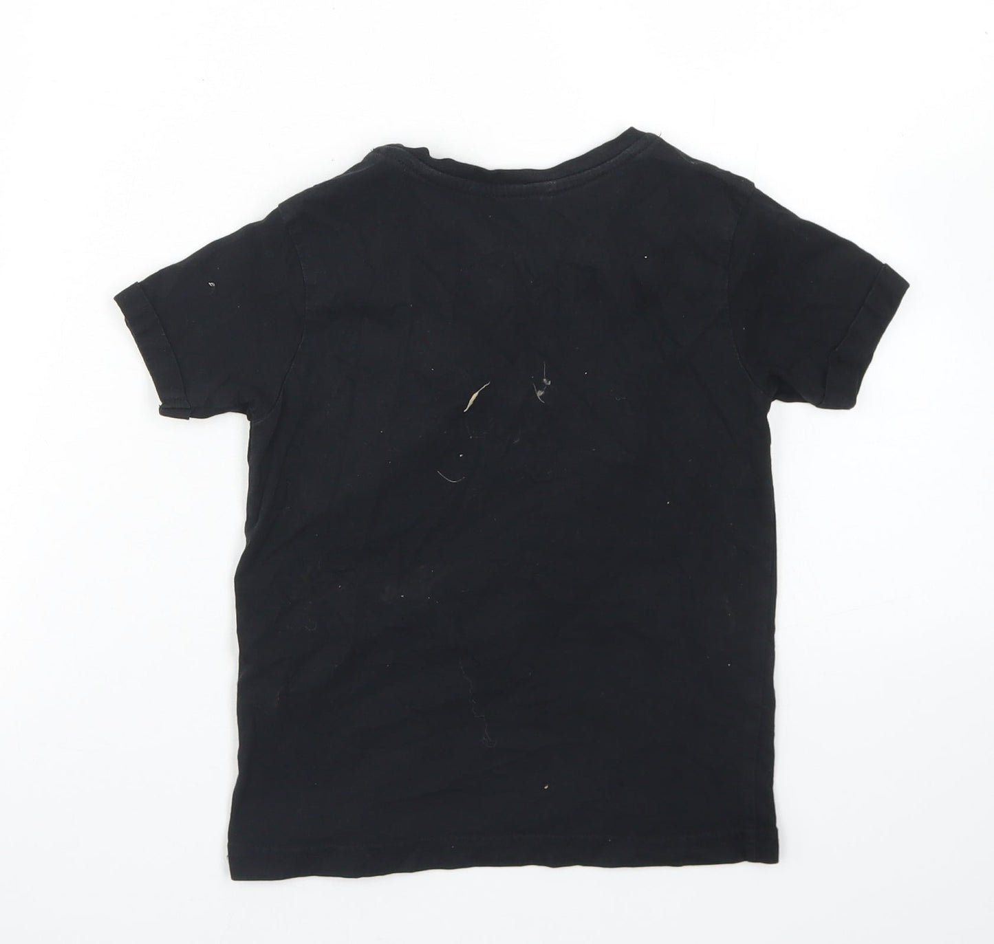 George Boys Black  Cotton Basic T-Shirt Size 4-5 Years Crew Neck  - Hype