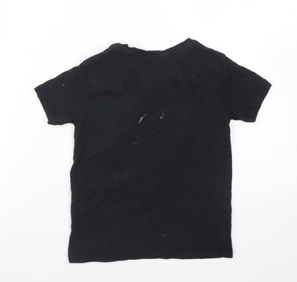 George Boys Black  Cotton Basic T-Shirt Size 4-5 Years Crew Neck  - Hype