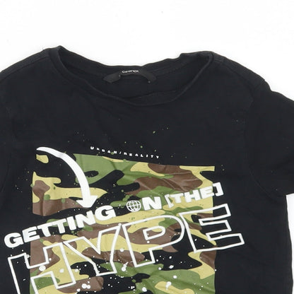 George Boys Black  Cotton Basic T-Shirt Size 4-5 Years Crew Neck  - Hype