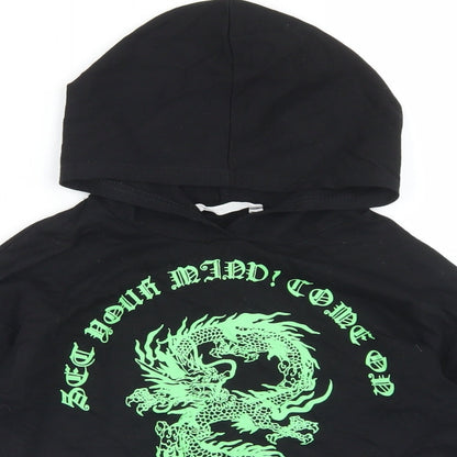 SheIn Girls Black  Cotton Pullover Hoodie Size 6 Years   - Cropped