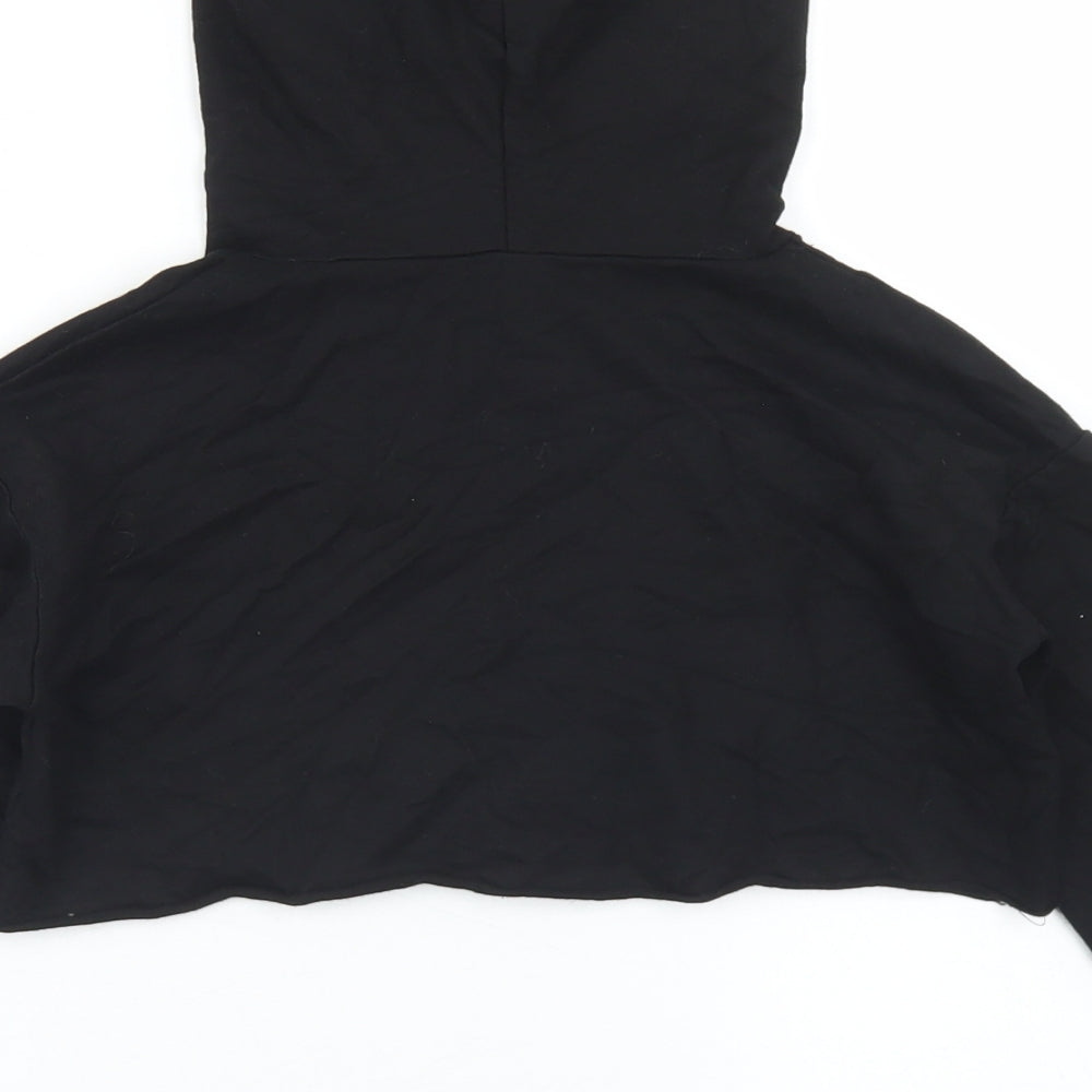 SheIn Girls Black  Cotton Pullover Hoodie Size 6 Years   - Cropped