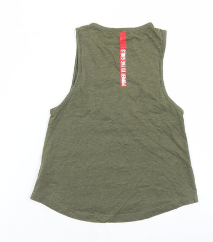 Miss E-vie Girls Green  Cotton Basic Tank Size 6-7 Years Round Neck
