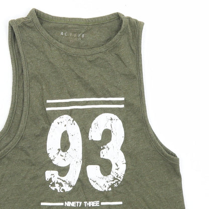 Miss E-vie Girls Green  Cotton Basic Tank Size 6-7 Years Round Neck