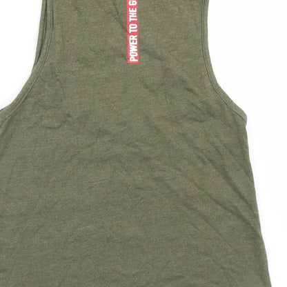 Miss E-vie Girls Green  Cotton Basic Tank Size 6-7 Years Round Neck