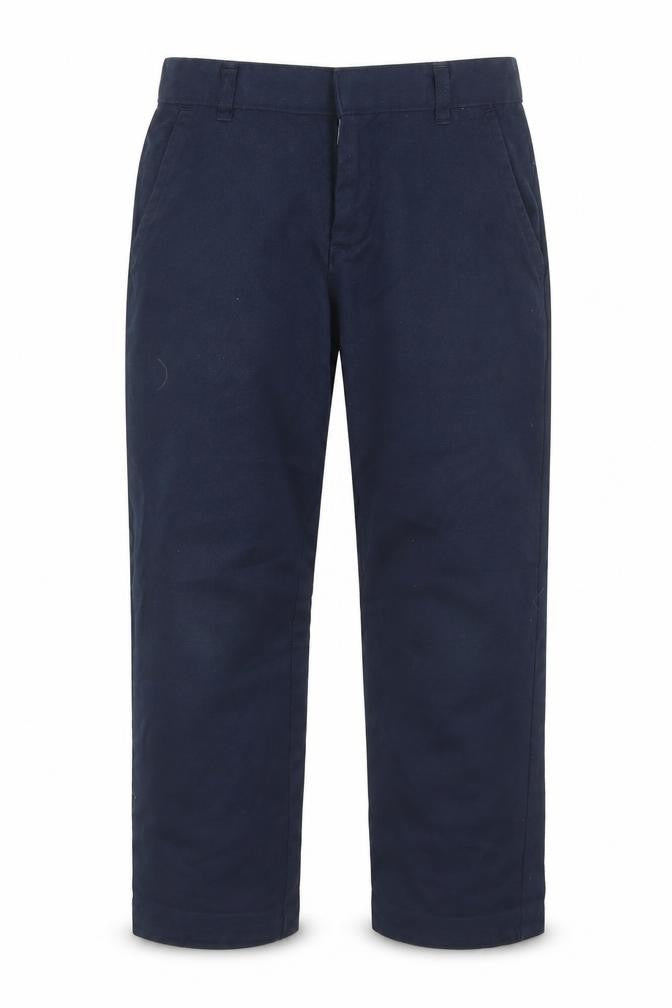 Front view of George boys’ blue polyester dress pants trousers, size 6-7, years regular hook & eye